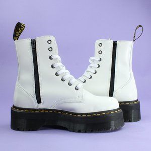 Dr. Martens Jadon Smooth Leather Platform Boots White Women Size 8